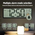 LEIKE 15" Large Digital Wall Clock Battery Operated, Big LCD Screen Display with Date and Time,Auto DST,Temperature,Clock Decor for Living Room,Bedroom,Desk,Classroom,Easy to Read for Elderly-Black