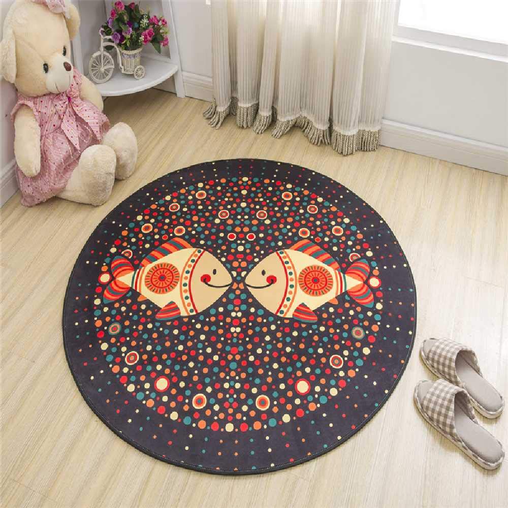 Tapis de sol absorbant l'eau rond 100cm de cuisine et salle de bain motif dessin animé