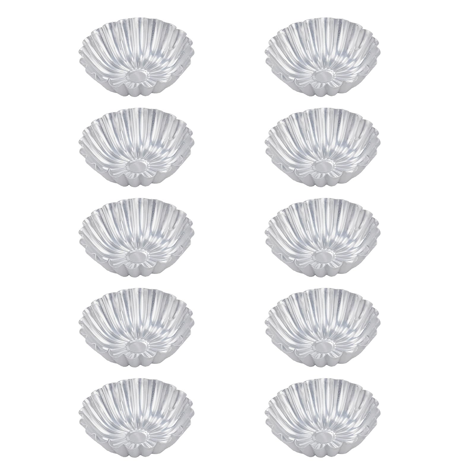 MALSSE 10 Piece Aluminum Baking Molds with Decorative Waves Edges Cake Pan Ensaymada Molder for Homemades Tarts and Puddings Aluminum Baking Cups