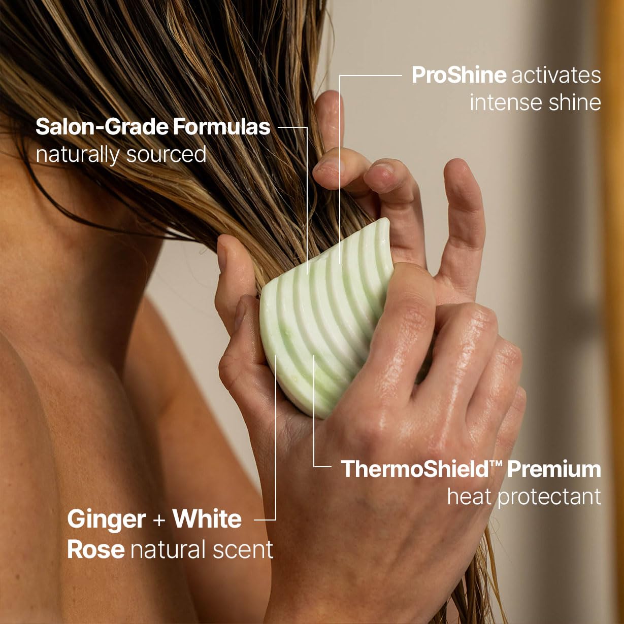 Conditioner Bar – Grow + Protect – Hair Growth & Heat Protectant Solid Conditioner – Normal Hair – Strengthening & Shine – Gingerlily Rain, 3.5 oz