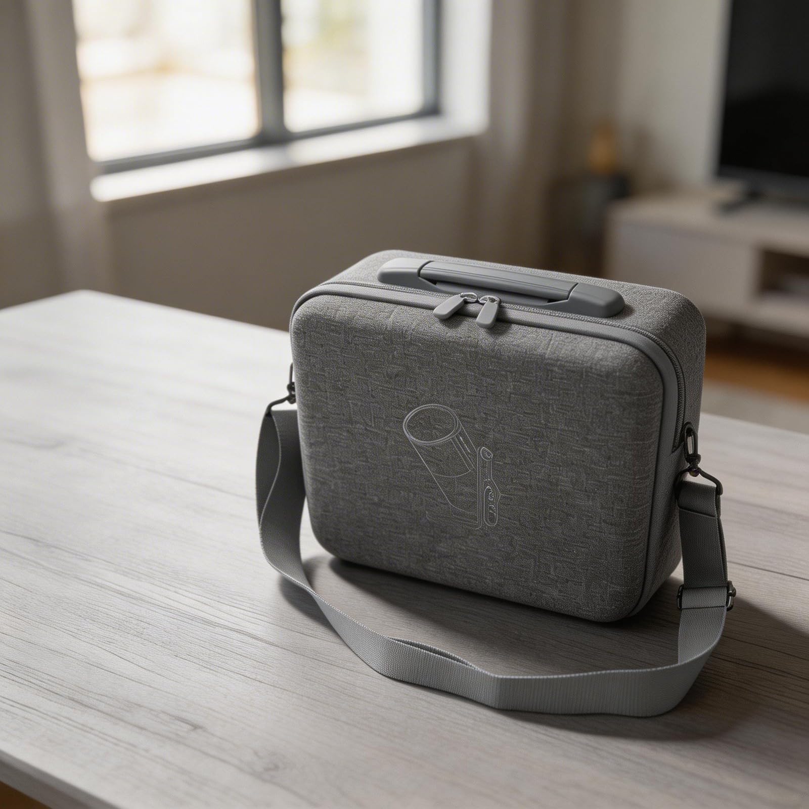 Funda de proyector para XGIMI PLAY6, bolsa de viaje rígida con correa para el hombro, almacenamiento a prueba de golpes para accesorios, gris