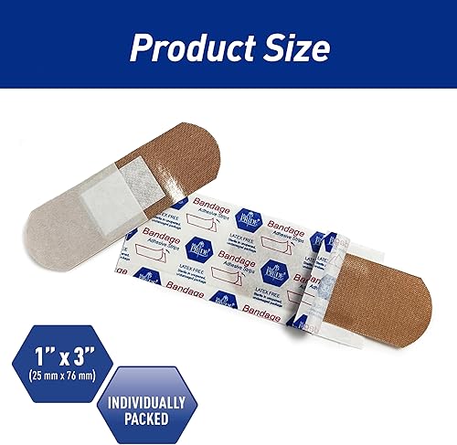 Miniatura 2 de Medpride - Vendajes adhesivos de tela estéril 100 unidades, vendajes de primeros auxilios recubiertos con adhesivo hipoalergénico y almohadilla