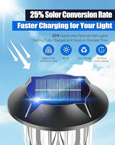 Miniatura 3 de WIHTU Paquete de 4 luces solares para caminos al aire libre, impermeables, brillantes, luces de paisaje para suelo exterior, luces LED solares para