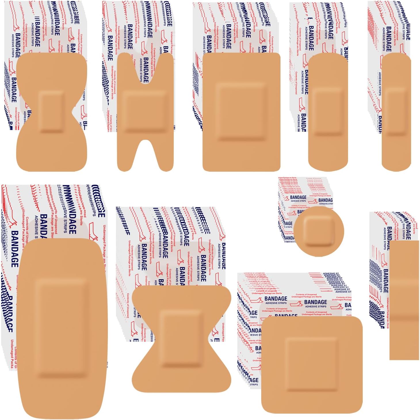 Assorted Bandage Variety Pack - 800 Pcs, Waterproof & Breathable Large Adhesive Bandage Bulk Pack for First Aid Supplies and Wound Protection (10 Styles)