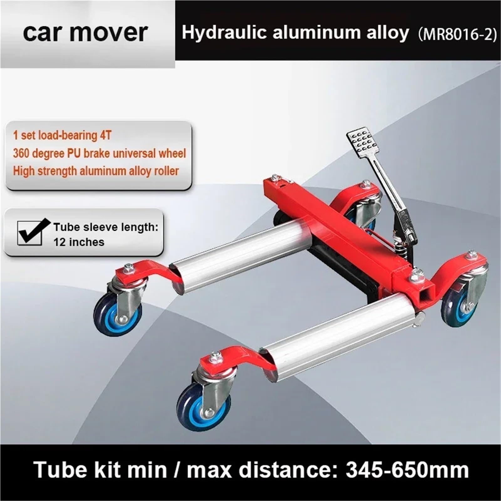 Carrello mobile per auto, carrello idraulico da 30,5 cm, per traslochi, rimorchi antincendio, carrello sollevatore meccanico idraulico per auto, Mr8016-2-Distance 345-650mm