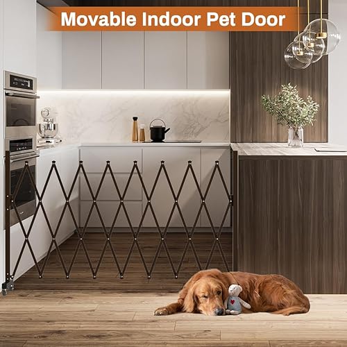 Miniatura 7 de TSAYAWA Puerta retráctil para perros al aire libre de 129 pulgadas de ancho, asegura a tus mascotas con valla portátil para entrada, patio, terraza,