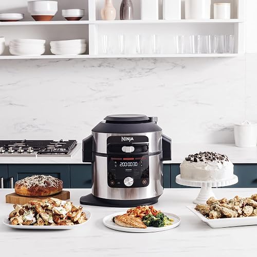 Ninja Multicuiseur Foodi MAX Air Fryer, SmartLid, 12 fonctions de cuisson, 7.5L, Autocuiseur 12 en 1, Cuisson sous pression, Friture à l'air, Cuisson lente et plus, Acier inoxydable, OL650EU - 2