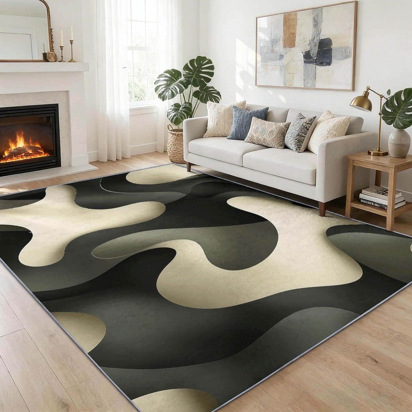 Tapis abstrait moderne 160x230 de haute qualité pour salle à manger