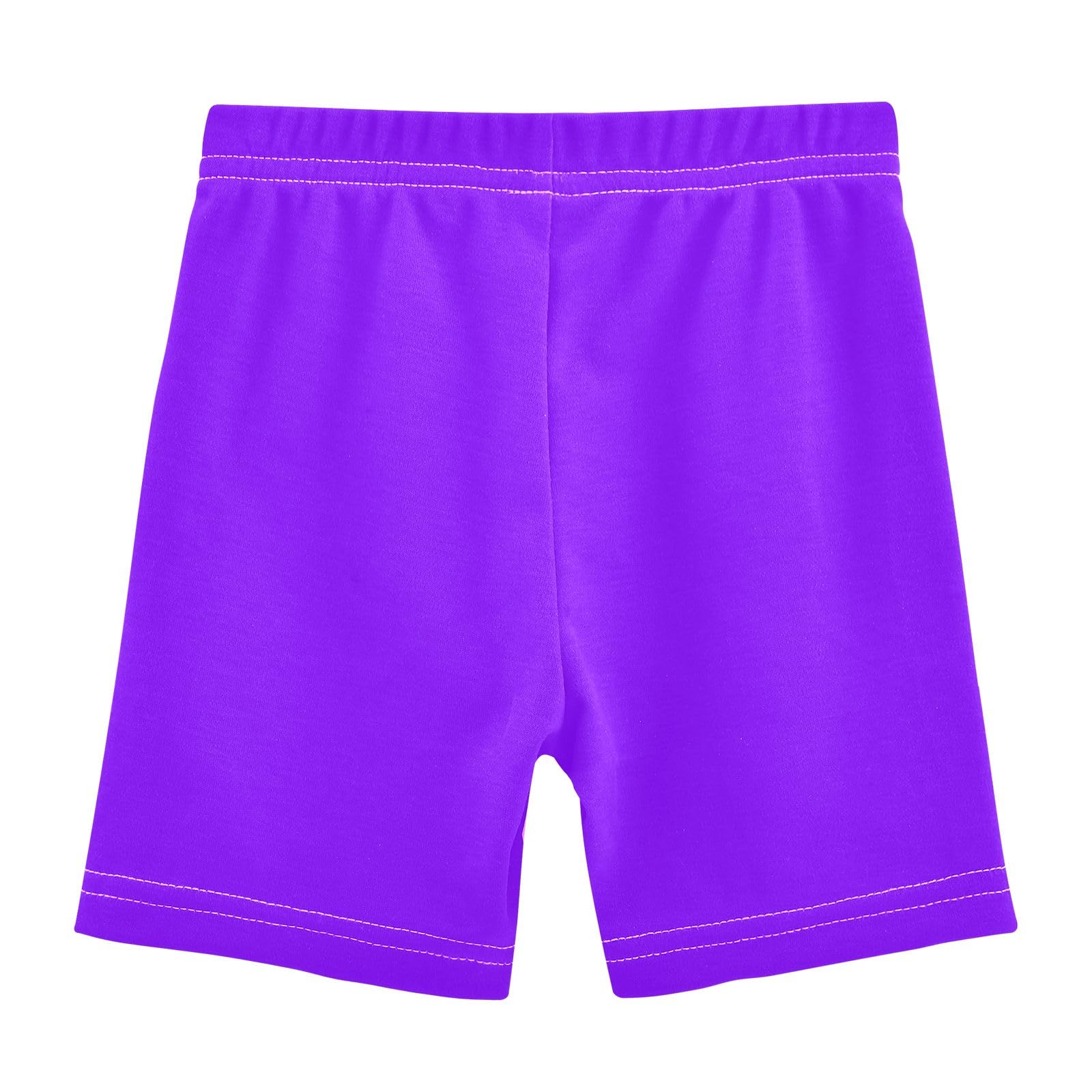Girl's Bike Shorts Cartwheel Shorts Kids Breathable Dance Short for Under Dress Purple Size 10
