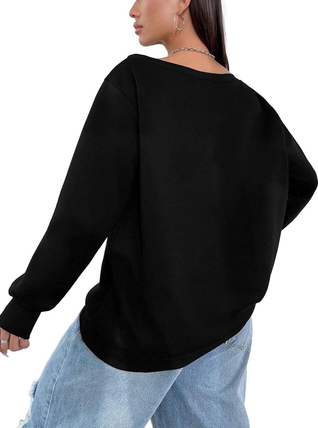 FASHGL Women's Off The Shoulder Sweatshirts Tops Oversized Sweatshirt Streetwear Y2K Jersey Number Graphic Long Sleeve - Image 5
