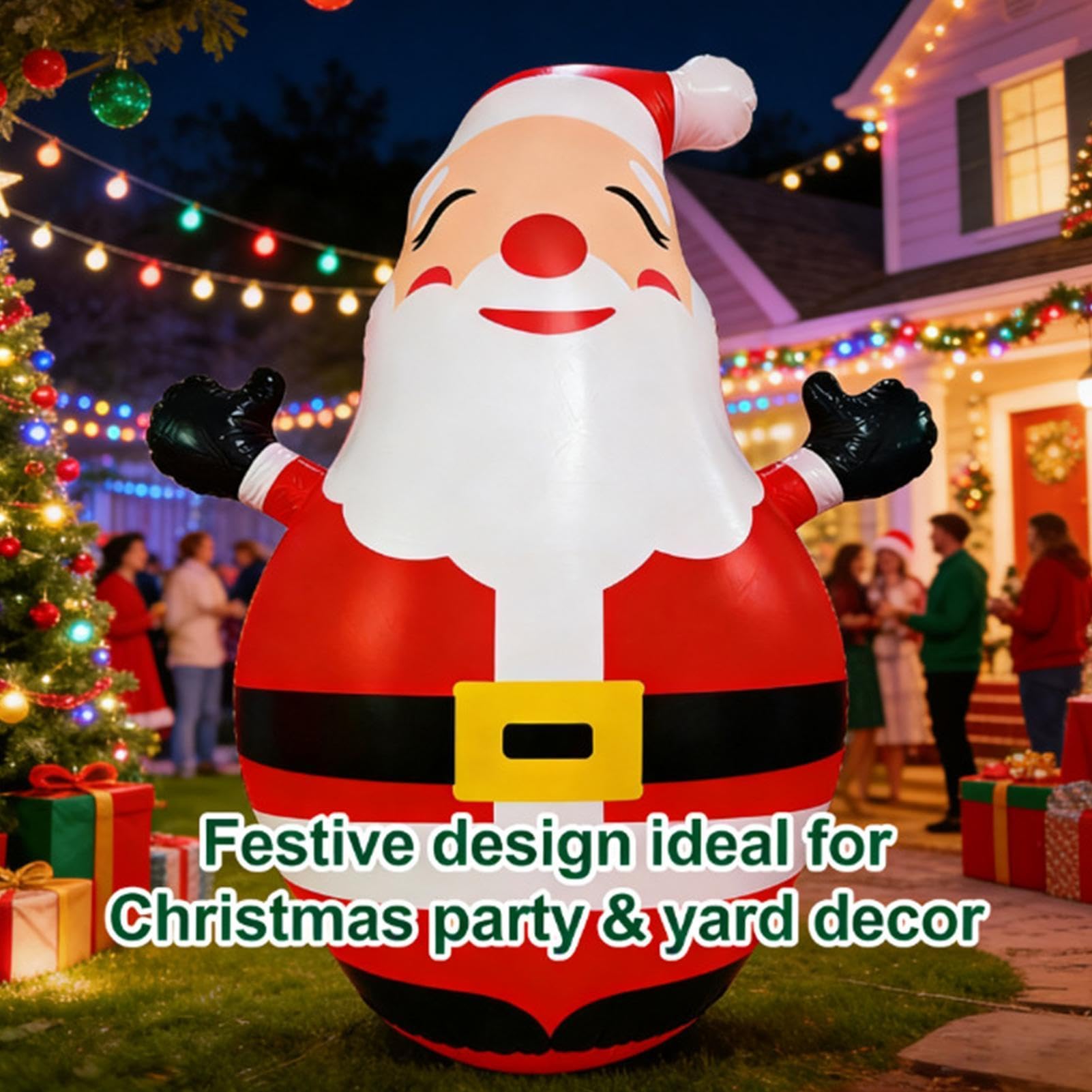 Hinchables Navideños Estatua Hinchable de 1,5 Metros con Luz LED | Papá Noel Hinchable para Parque, Escaparate, Puerta, Exterior, Jardín, Césped y Suelo