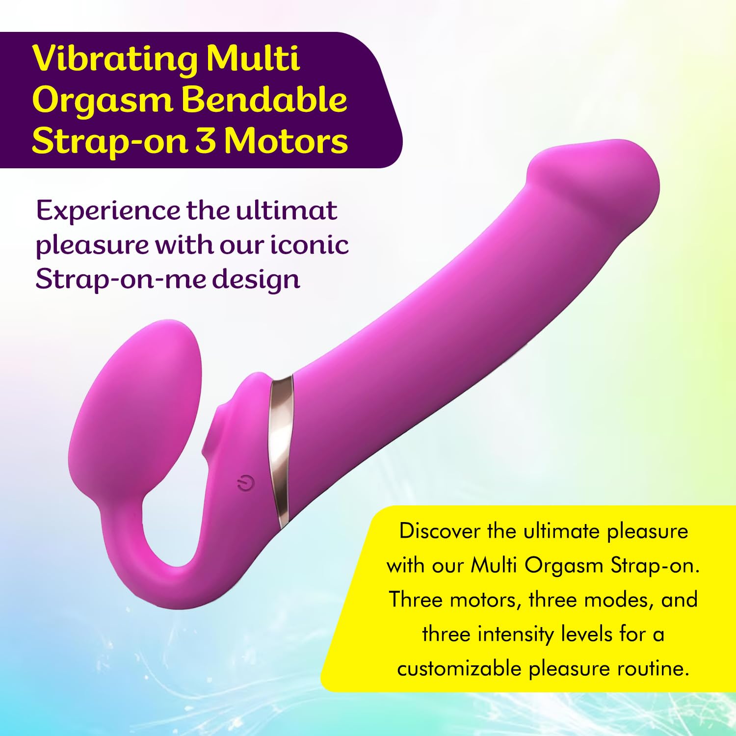 Strap-On-Me Strap-on Multi-Orgasmo Telecomandato 3 Motori – Tecnologia a Memoria di Forma – Tripla Stimolazione – Sex Toy Donna & Uomo in Silicone Morbido – Senza Imbrago, Impermeabile - Pink L