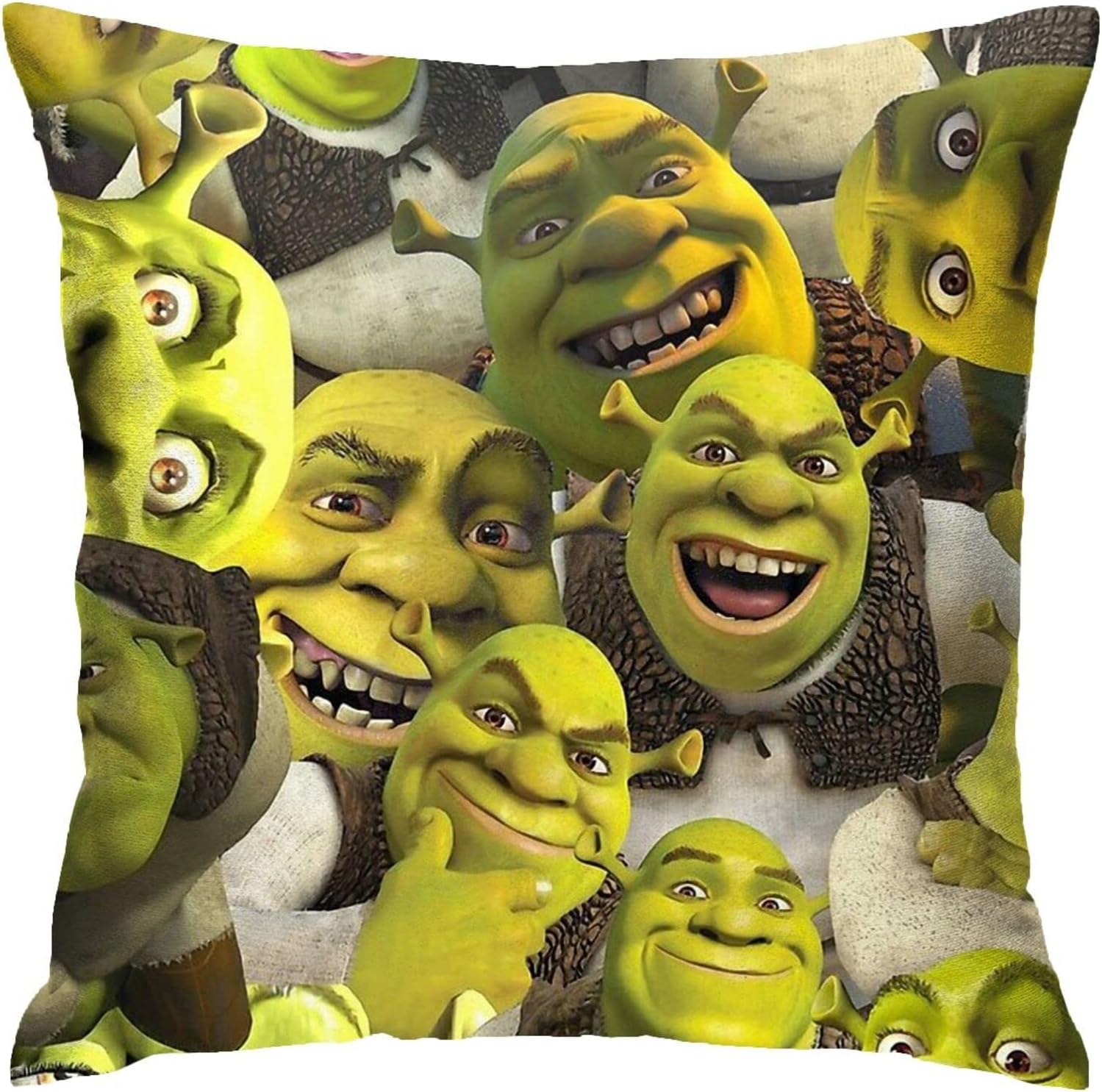Shrek Collage Throw Pillow Cover Cozy Square Pillow Case Home Decorative for Bed Couch Sofa Living Room Cushion Cover 18''X18'', One Size, (220219)
