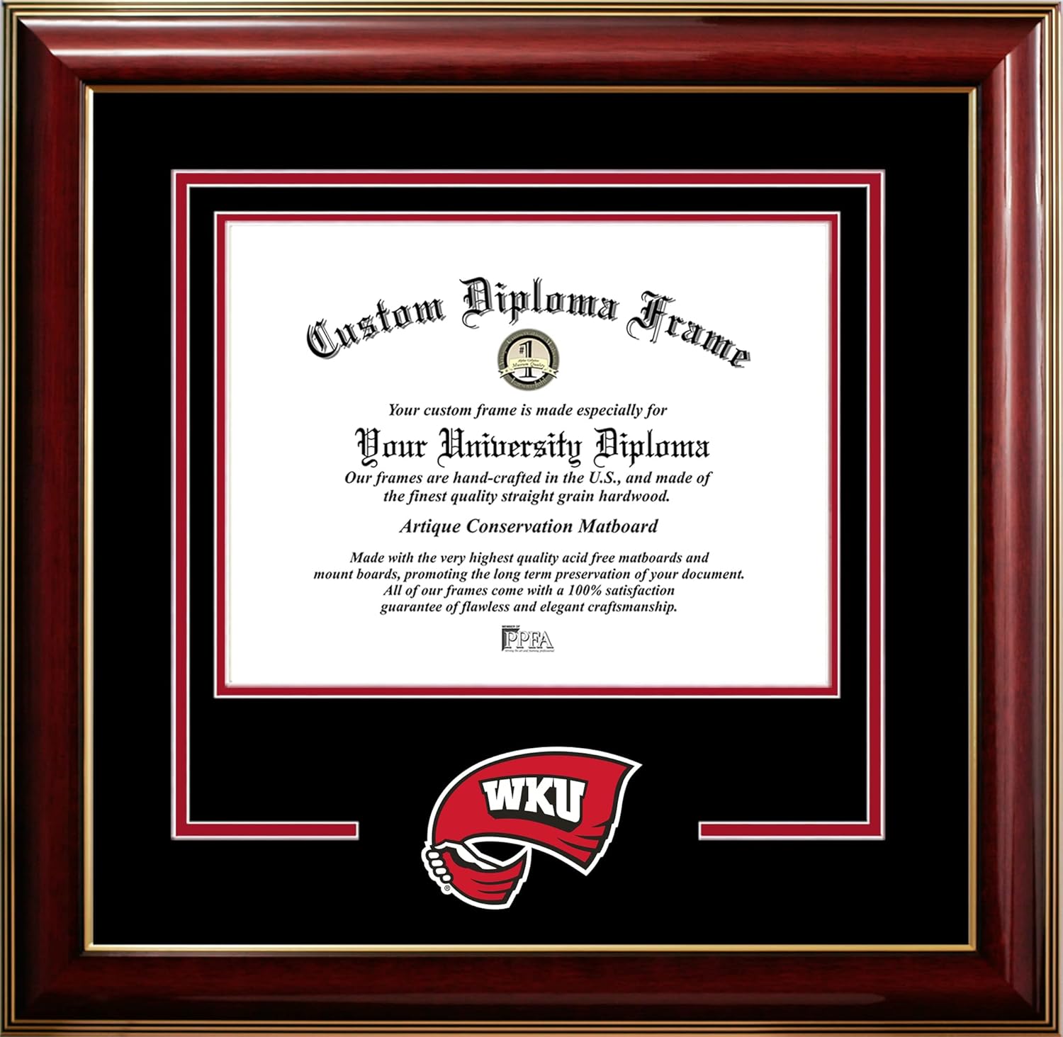 Campus Images Western Kentucky University 11w x 8.5h Classic Spirit Logo Diploma Frame