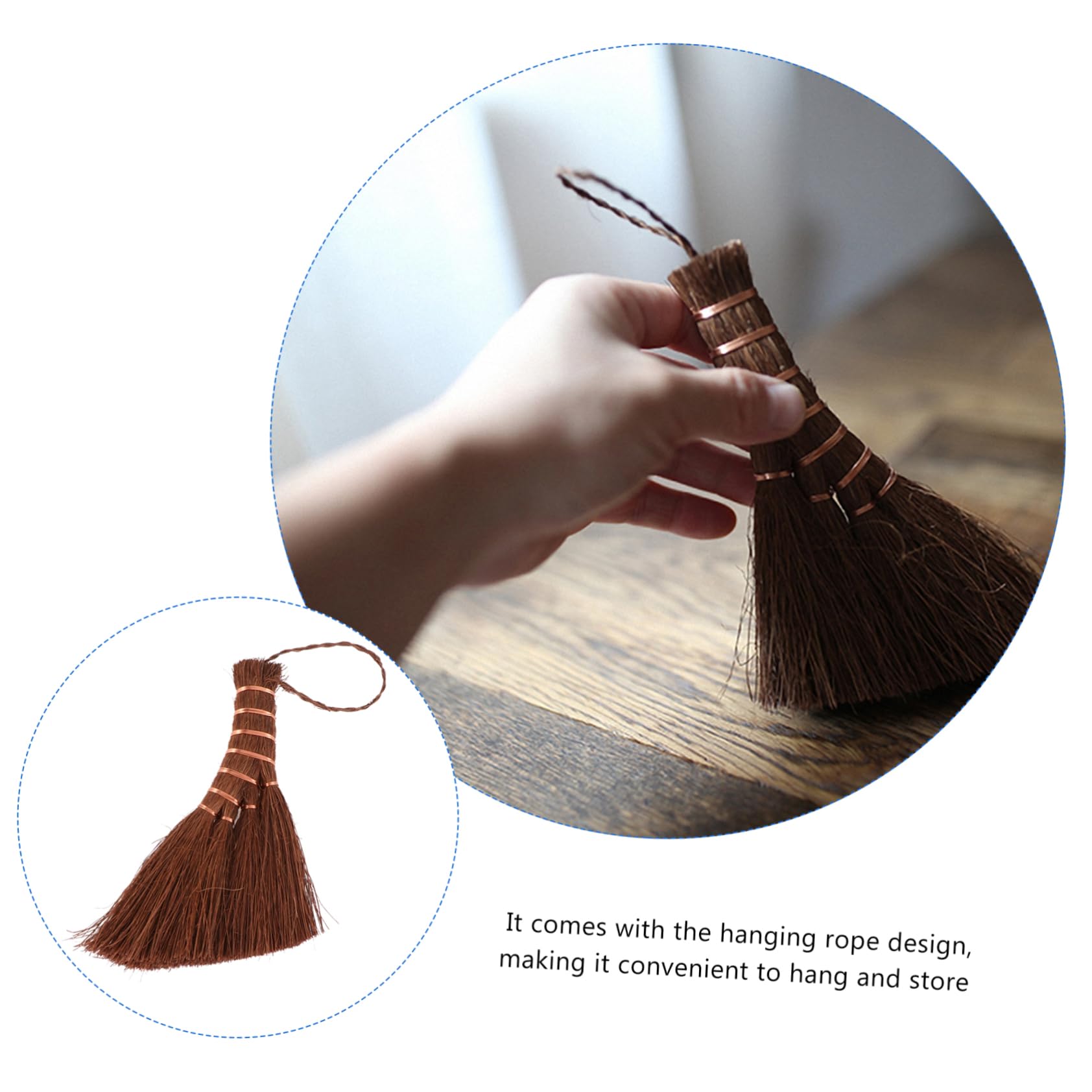 FOMIYES 2 Pcs Mini Brown Broom Mini Cleaning Broom Mini Cleaning Tool Mini Broom Natural Palm Broom Compact Broom Small Broom Prop Household Cleaning Tool Household Broom