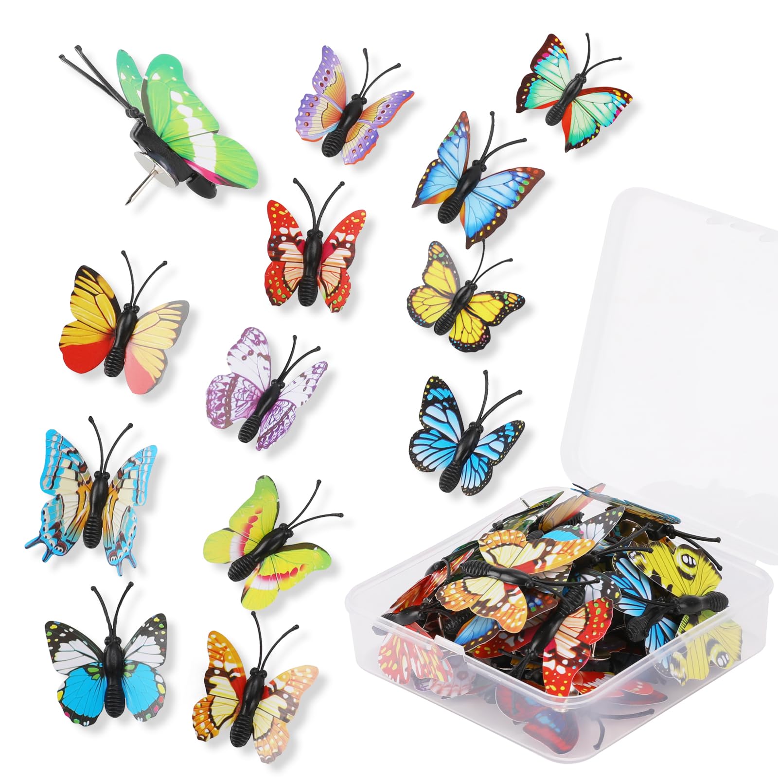 40 Pcs Butterfly Push Pins Decorative Thumb Tacks Colorful Cute Pushpins for Bulletin Board Photo Wall Cork Board Home Office Decor