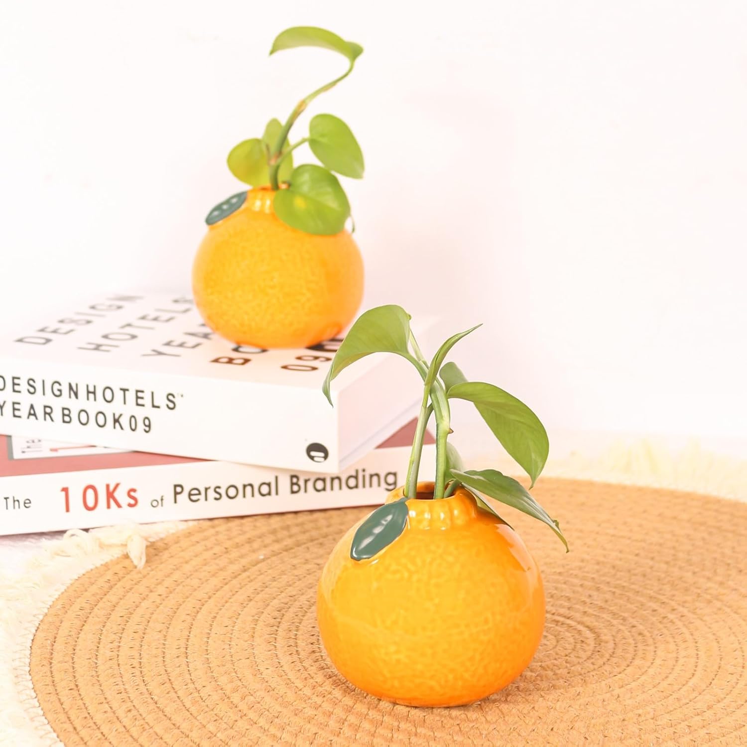 Ceramic Vase Decor,Unique Orange Shaped Shape -Floral Arrangement Decorative Art Vase, for Table Decorations, Wedding, Party,Receptions, Home Decor (2)