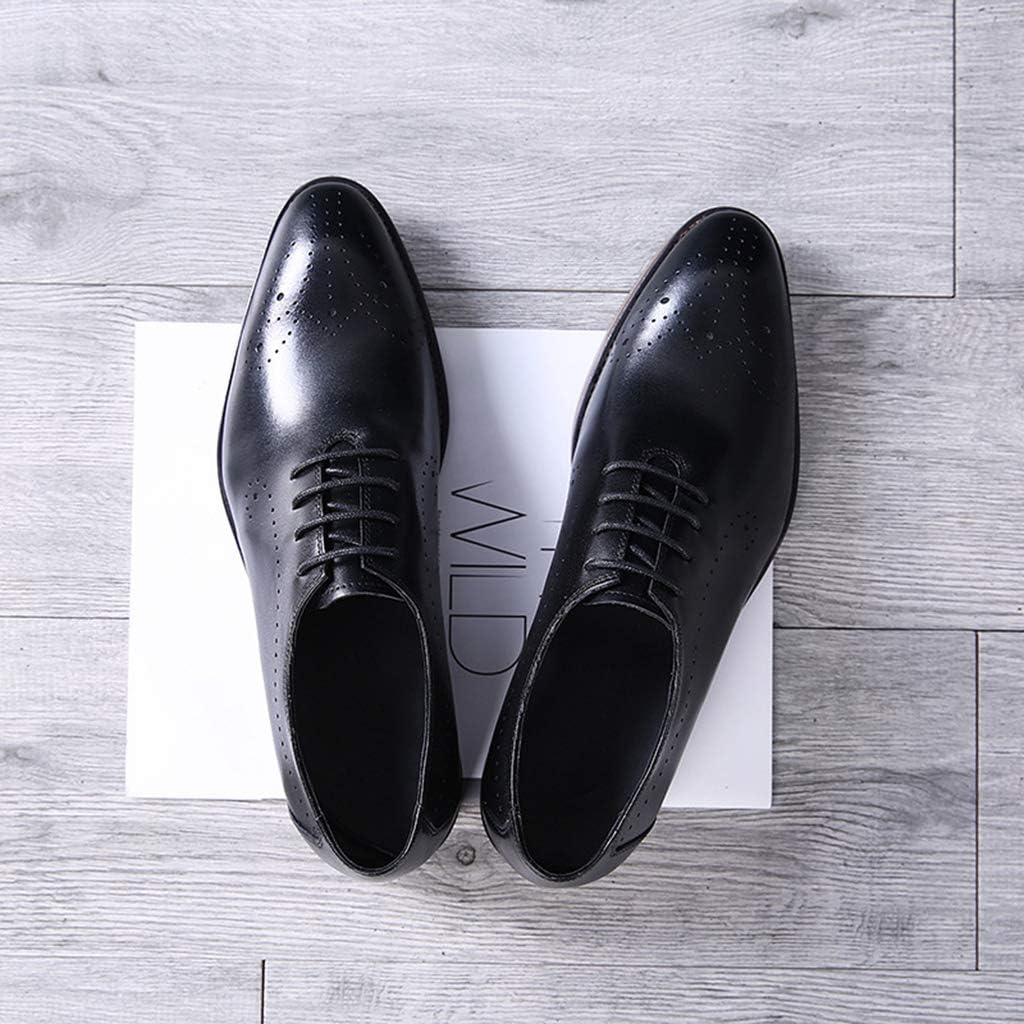 Men's Dress Shoes,Work Office Business Leather Shoes Breathable Party Banquet Formal Brock Footwear,Black- 39/UK 6.5/US 7