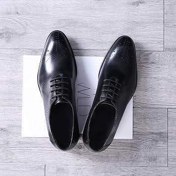 Men's Dress Shoes,Work Office Business Leather Shoes Breathable Party Banquet Formal Brock Footwear,Black- 38/UK 5.5/US 6.5