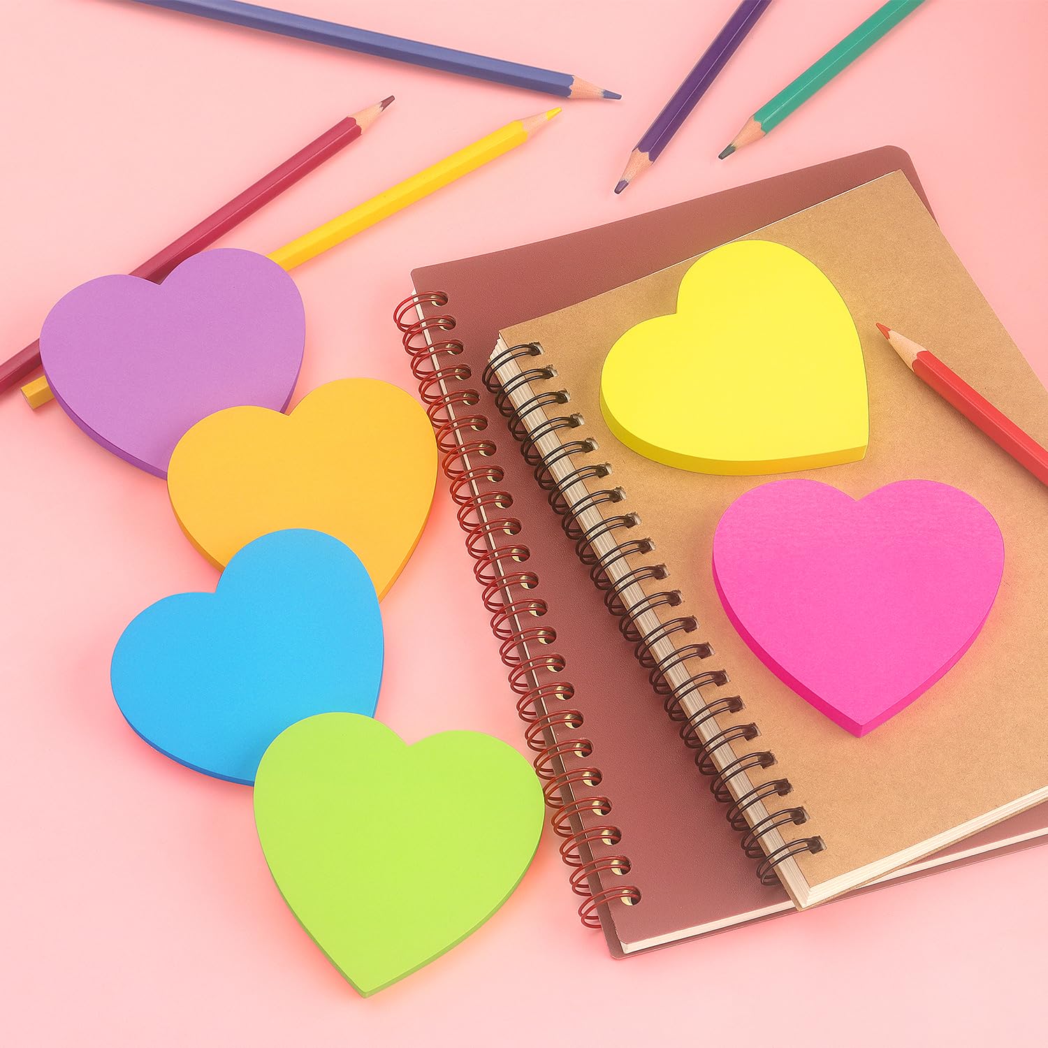 Herz-Form-Haftnotizen 6 Farbe Helle Bunte Sticky Pad 75 Blatt/Pad Self-Sticky Notizblöcke