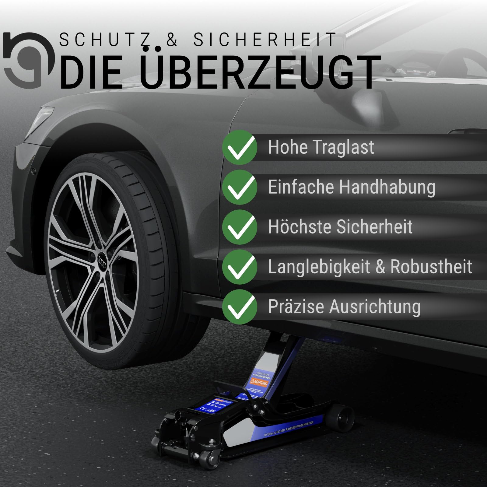 HAGO24 hydraulischer Wagenheber bis 2,5T I hochwertiger Rangierwagenheber mit Gummiauflage I Wagenheber hydraulisch mit 360° Rollen I sichere Auto Hebebühne I robuste Radwechsel Montagehilfe