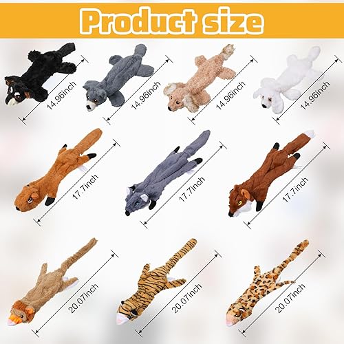 Miniatura 2 de Sratte 10 juguetes chirriantes para perros, sin relleno, juguetes arrugados para perros masticadores agresivos, juguetes de peluche para dentición