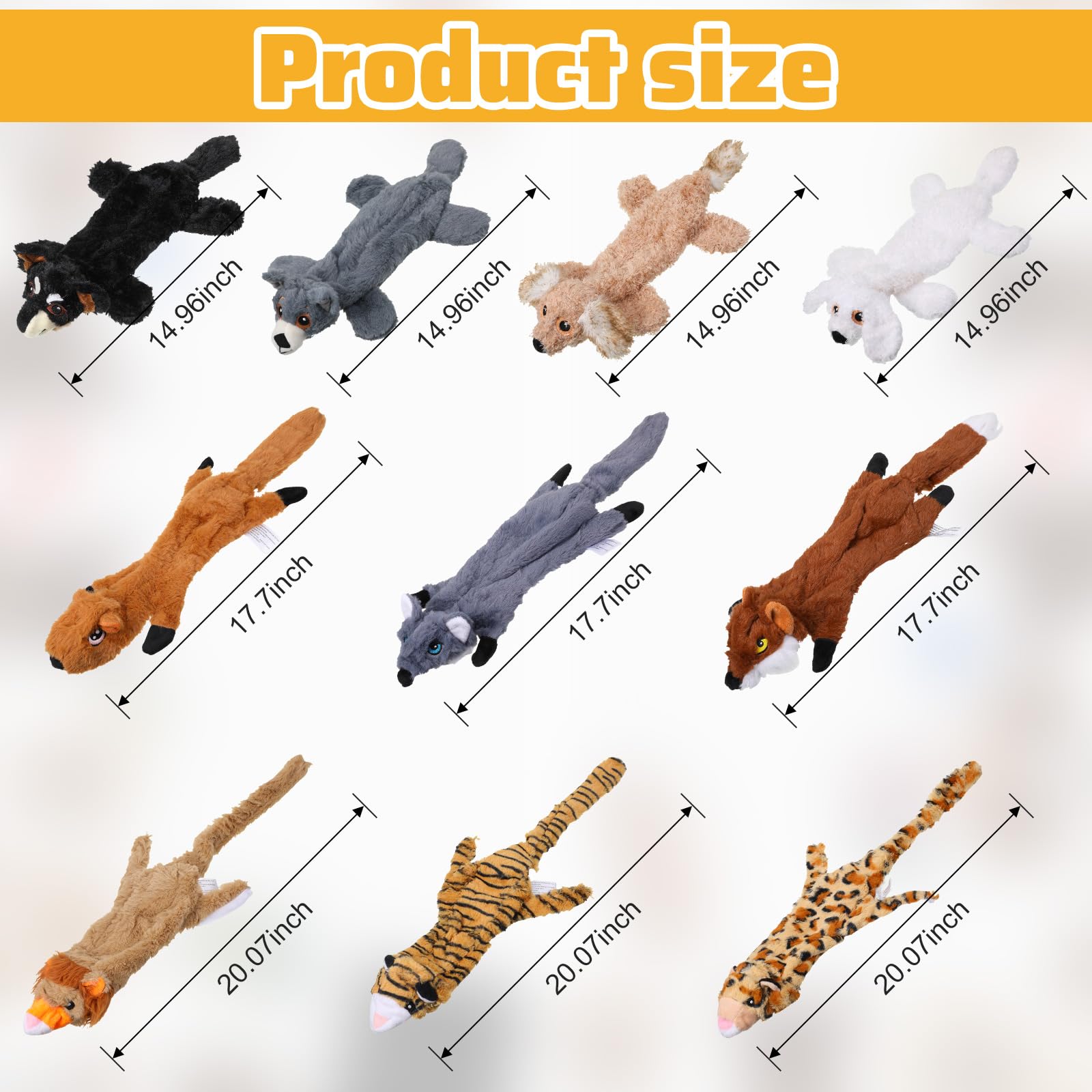 Lot de 10 jouets couineurs pour chien sans rembourrage - Jouet froissé pour chiens agressifs - Jouet de dentition en peluche pour chiots de petite, moyenne et grande taille, 10 styles (style délicat)