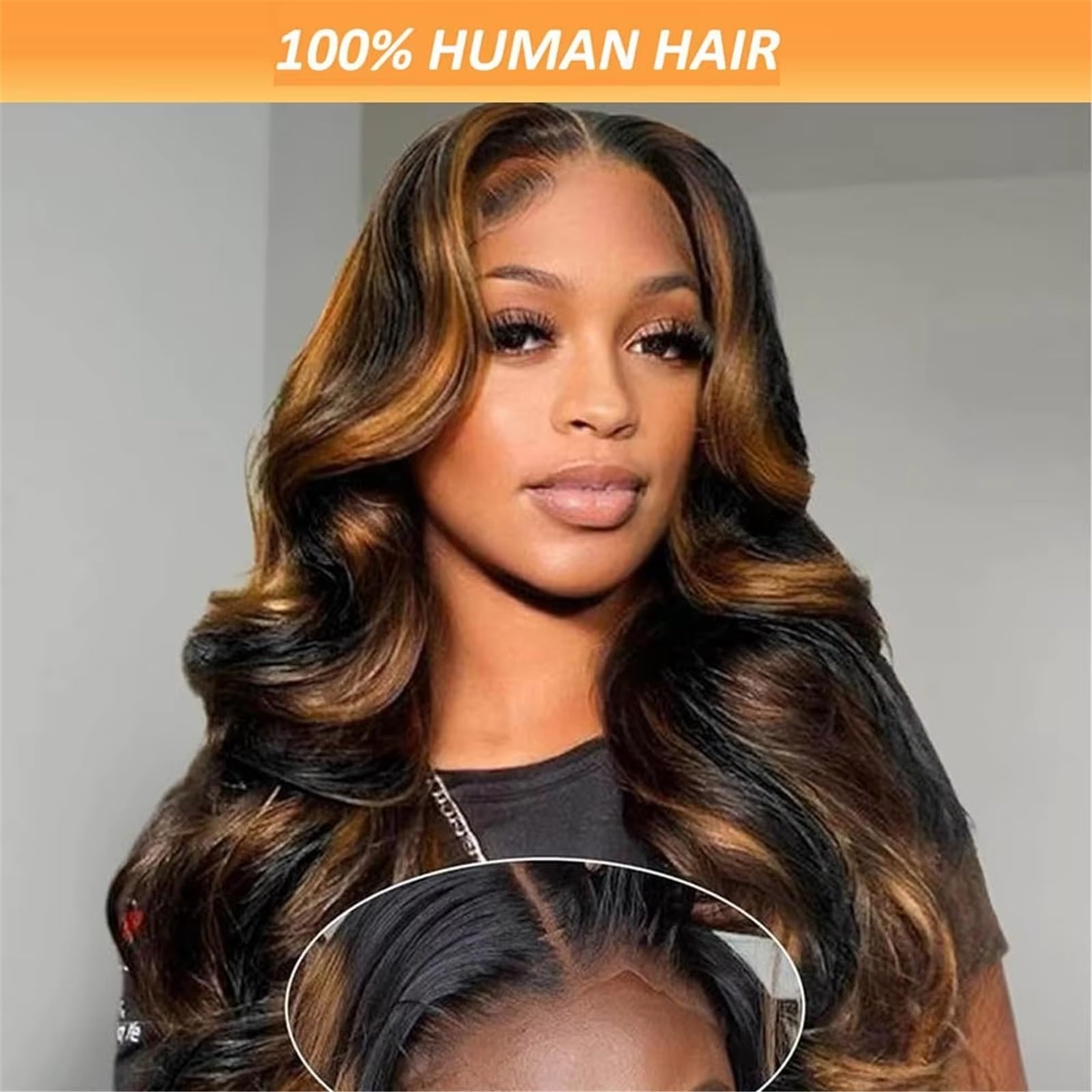 Mujer Resalte las pelucas del frente cordón de la peluca 13x6 Hd cabello humano onda cuerpo(18inches)