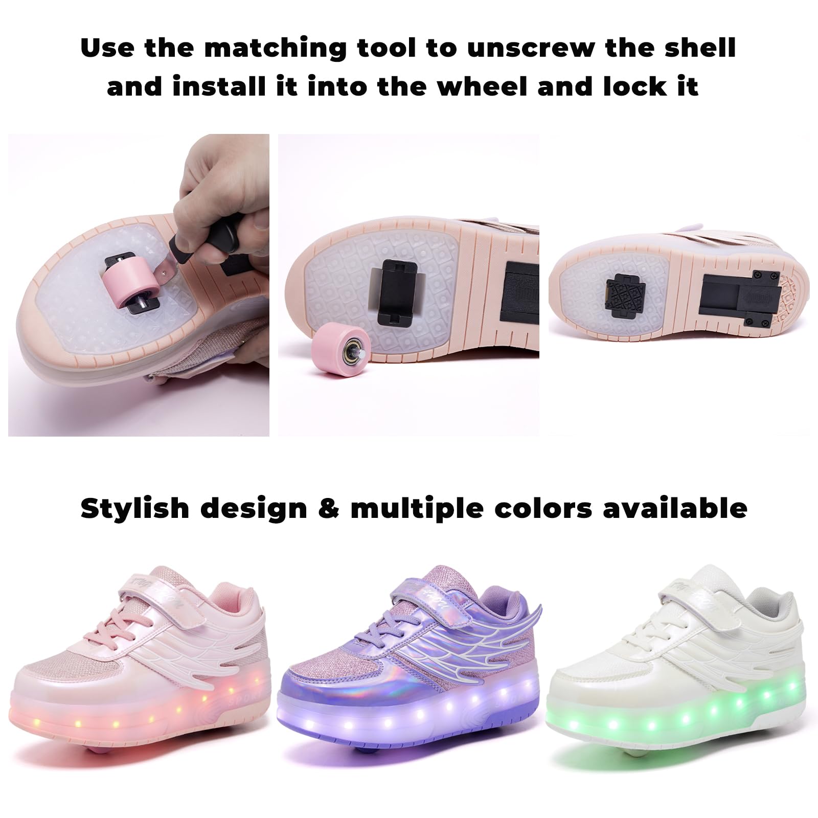 Zapatillas LED para patinaje con ruedas para niñas y niños