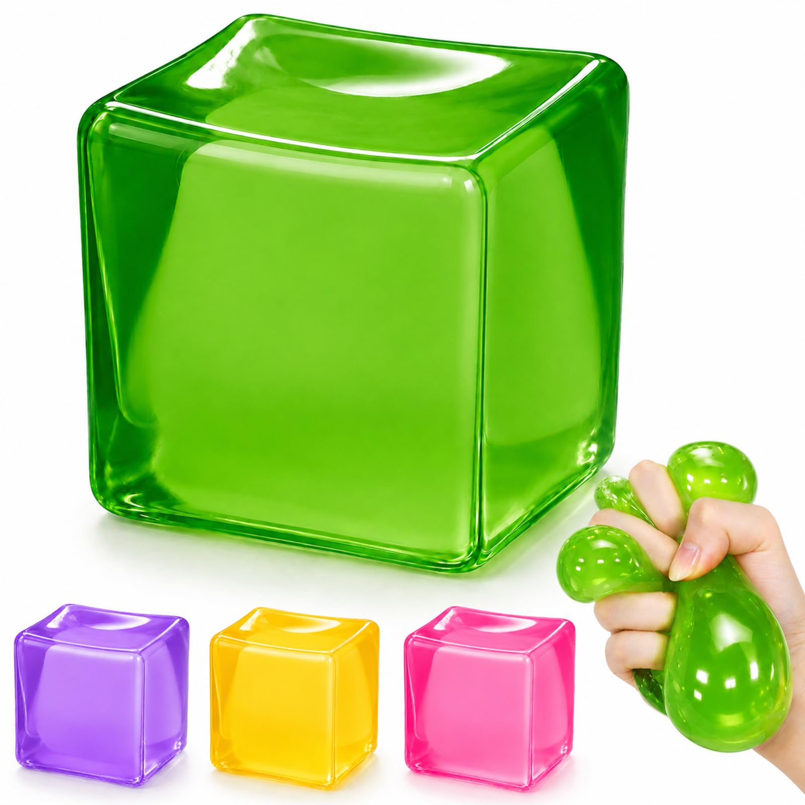 Cube Squishy Toy,Dough Stress Balls Soft,Slow Rising Maltose Ice Cube Toys,Stretchy Squeeze Anxiety Relief Sensory & Focus,Classroom Prize Party Gifts Stuffers for Kids Teen Adults Autism — image 1