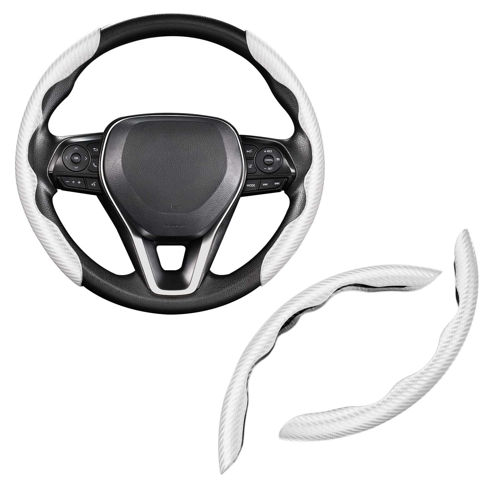 Photo 1 of WHITE AND BLACK STEERING WHEEL COVER.