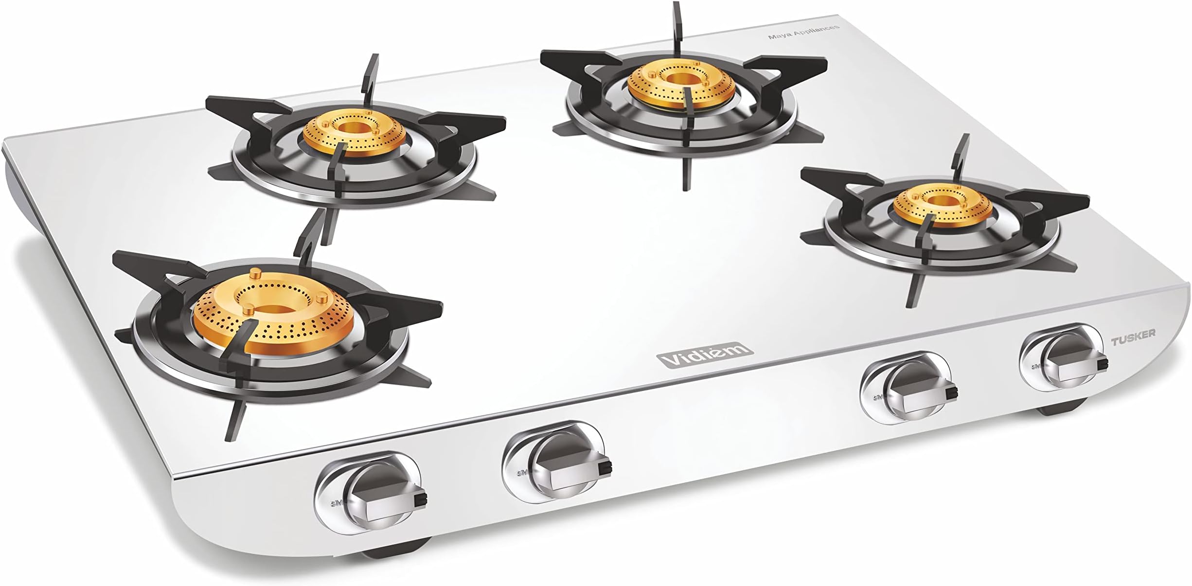 Vidiem Gas Stove S4 236 A Tusker (Black) Stainless Steel 4 Burner
