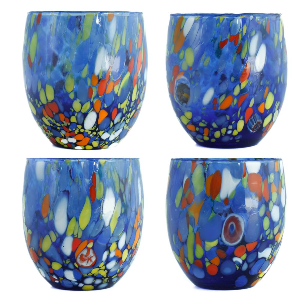 Verres en verre de Murano bleu Millefiori pour des souvenirs uniques