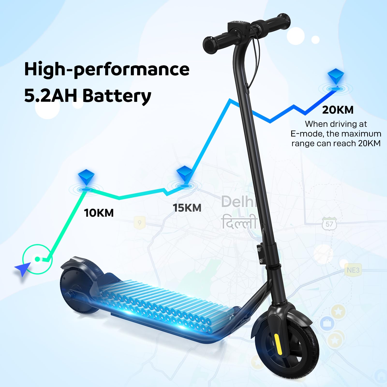 EVERCROSS E6 Monopattino Elettrico Bambini dai 6 ai 12 Anni, Tre Modalità Velocità, Batteria Alta Capacità 21,6V/5,2AH, Motore 150W, Velocità Sicurezza 8-16KM/H, Autonomia 15KM, Leggero e Portatile
