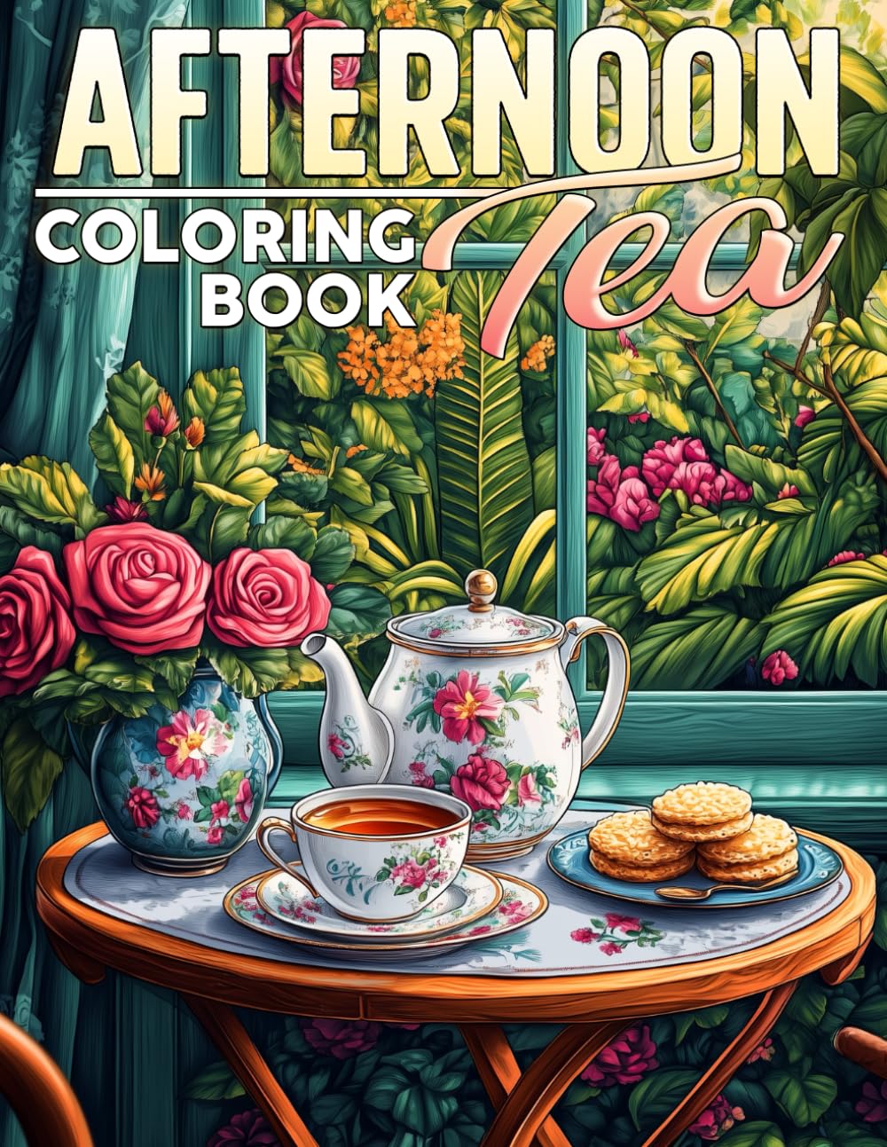 Afternoon Tea Coloring Book: Delightful Tea Party Coloring Pages with Serene Settings, Floral Blooms, and Dessert Illustrations for Adults Stress Relief and Mindfulness