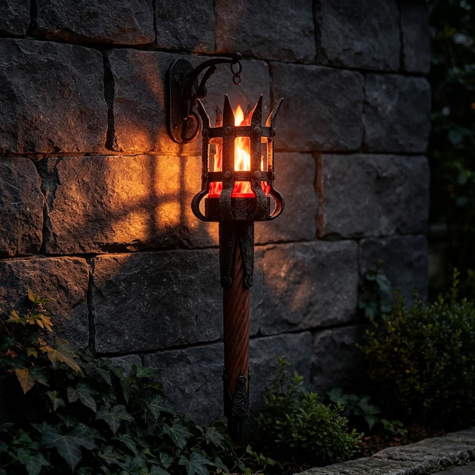 Mittelalterliche Fackel-Wandleuchte, realistisches LED (Red)
