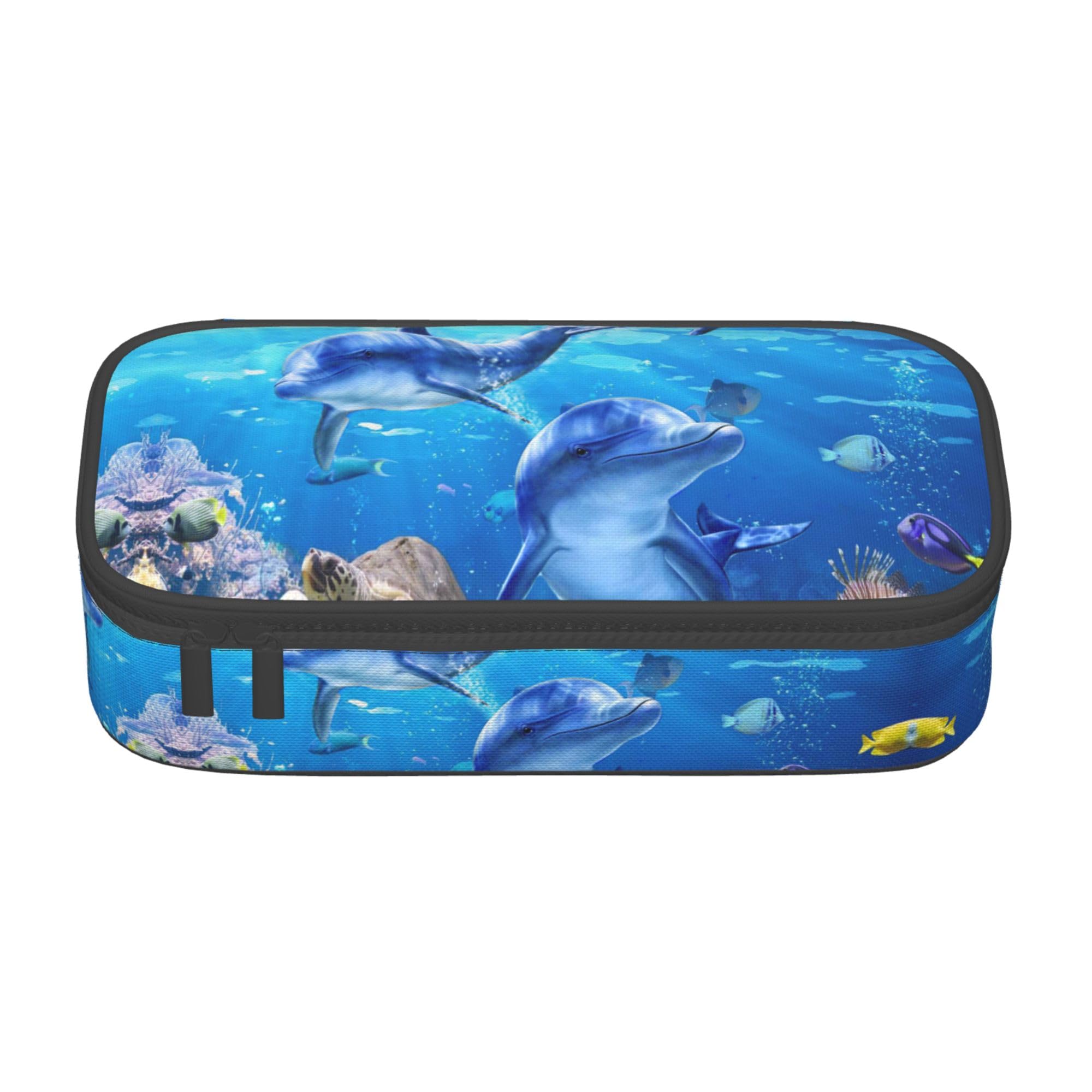Abaysto Dolphin Pencil Case Large Capacity Pencil Pouch Pen Bag Cosmetic Portable Gift for Office School Teen Girl Boy Men Women Adult