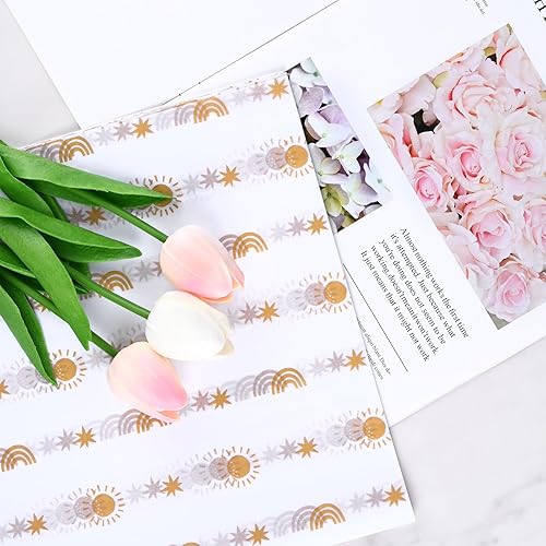 Miniatura 5 de 100 hojas de 20 x 14 pulgadas Sunshine Boho Rainbow papel de seda para envolver regalos, papel de regalo bohemio, papel de seda pastel impreso a