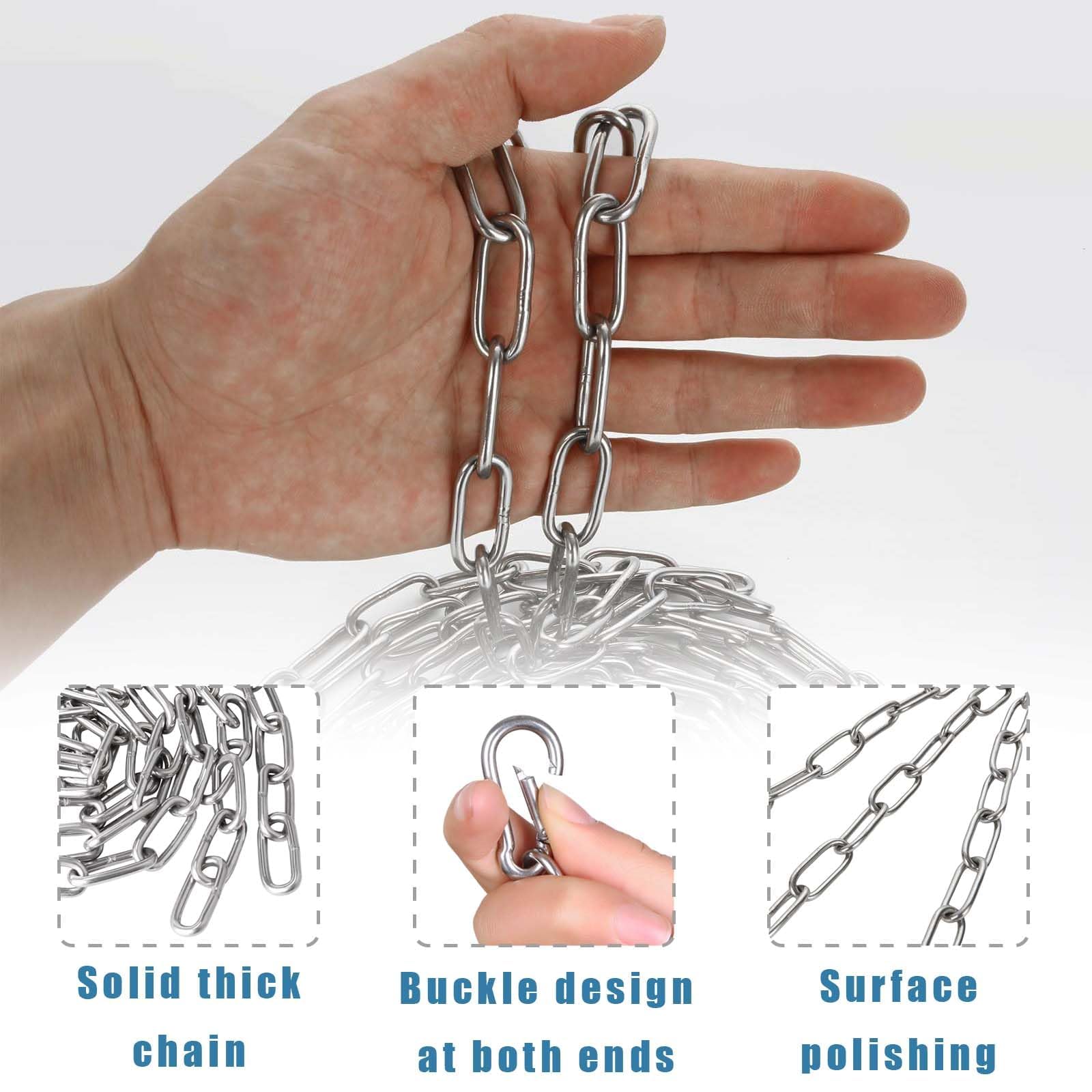 6M, Cadena de eslabones, Cadenas Pesadas, Cadenas metálicas, Cadena de Alta Resistencia, Cadenas metálicas con mosquetón, Adecuado para cercas, Cadenas para Perros, Secado de Ropa