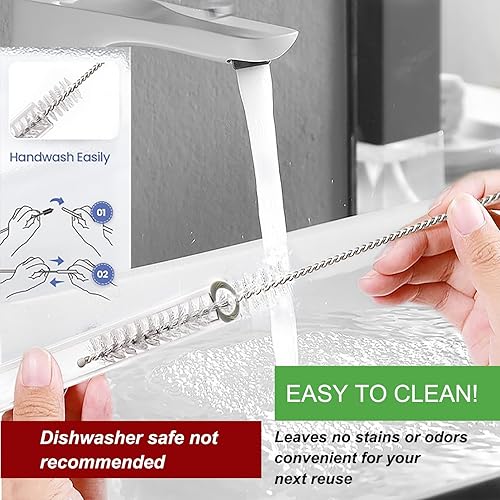 Miniatura 6 de Popote de repuesto compatible con Stanley de 40 onzas, 6 popotes reutilizables con cepillo de limpieza, popote largo de vidrio para accesorios