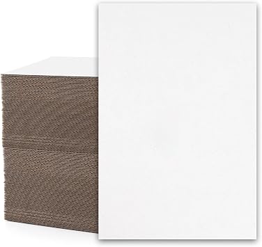 Mat Board Center, 100 Pack 4X6 Corrugated Cardboard Sheets, 1/16 inch thick, Flat Cardboard Inserts for Mailing, Packaging & Shipping, Cardboard Backing, Craft Card Board White on one side