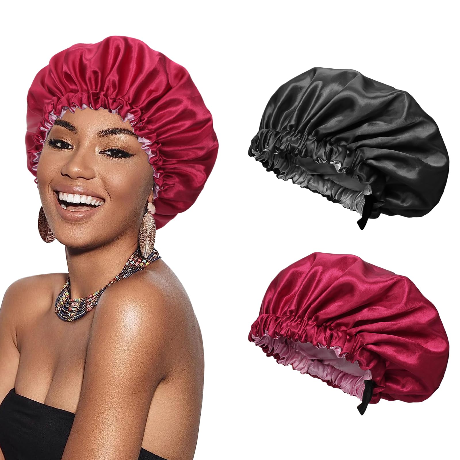 Bonnet de nuit Euqvunn 2 pièces en satin