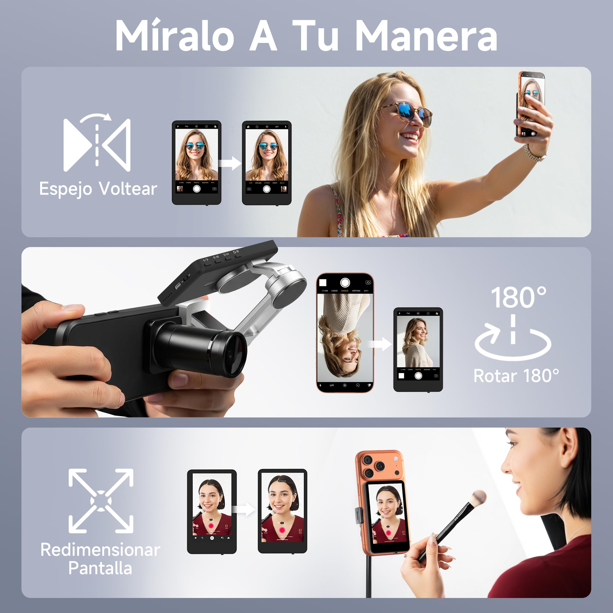 SYNCO XView Teléfono Móvil Selfie Monitor para iPhone 17, 3,97 Pulgadas, Magnético Smartphone Vlog Pantalla para Android Cámara Trasera Inalámbrica 50M, con Altavoz para TikTok Youtube (Negro)