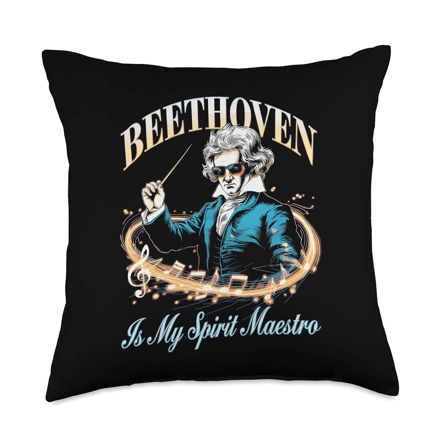 Ludwig Van Beethoven Spirit Maestro Funny Classical Music Throw Pillow