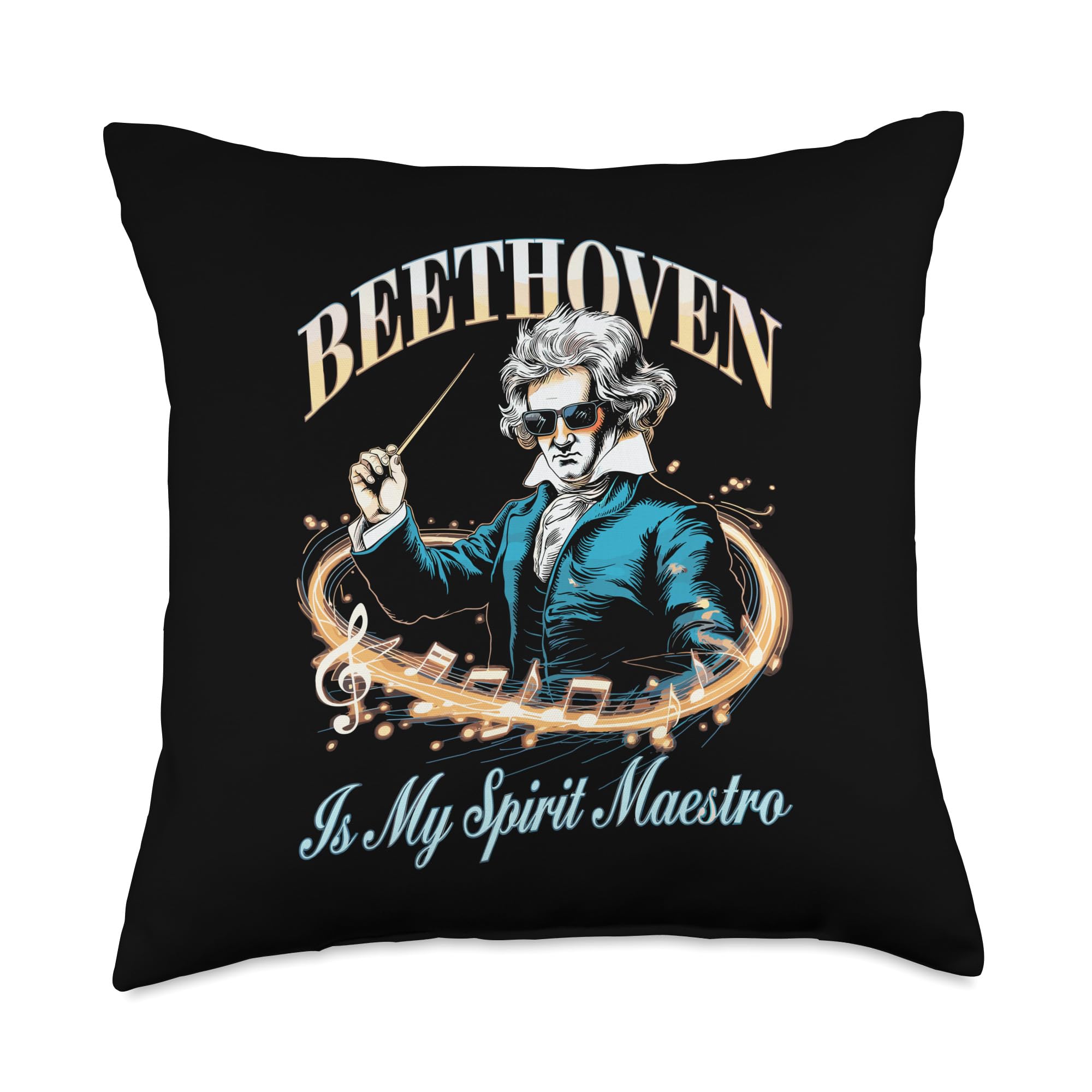 Ludwig Van Beethoven Spirit Maestro Funny Classical Music Throw Pillow