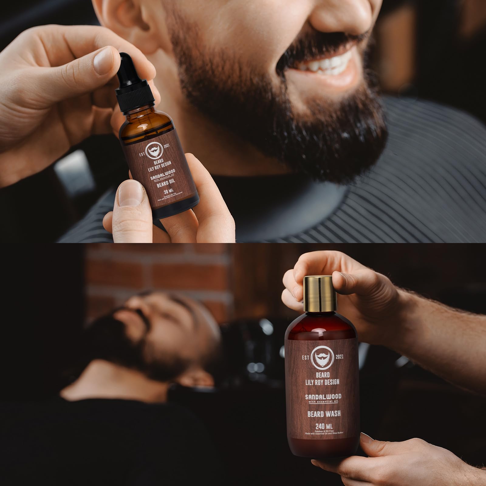 Juego de regalo de spa para el día del padre para hombres, juego de regalo de lujo de 30 piezas de sándalo para baño y barba para hombres, kit de baño y cuidado corporal para él con cera para barba | 4