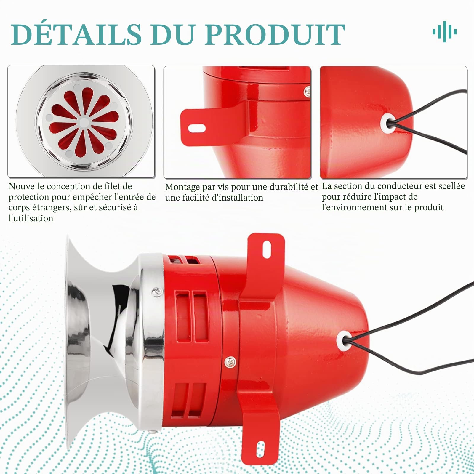 YJINGRUI 130dB Alarme de bateau de l'industrie de klaxon de sirène de raid aérien à moteur (AC 220V)
