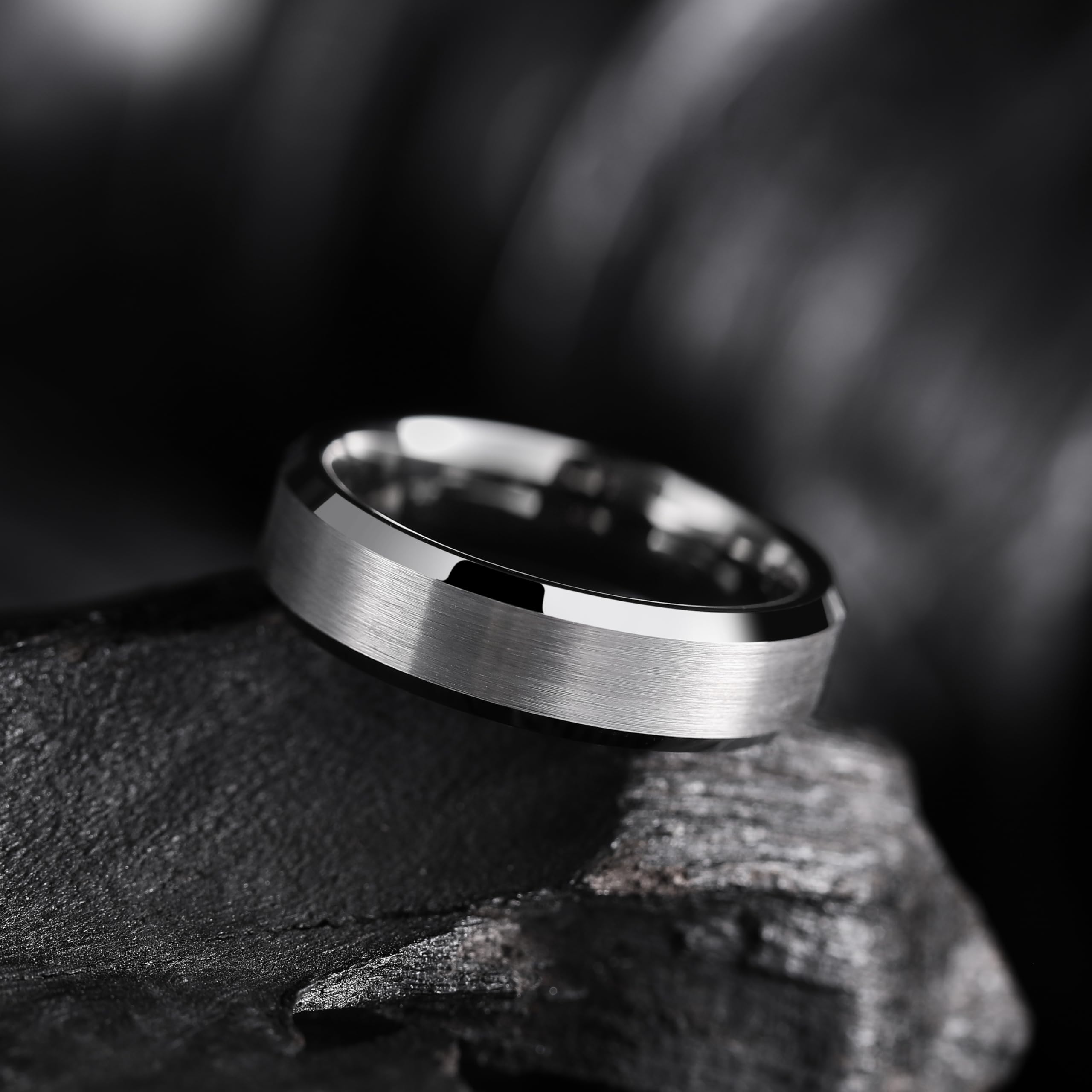 King Will Silver/Black/Gunmetal Grey Promise 6MM/7MM/8MM Wedding Band For Men Tungsten Carbide Ring Comfort Fit Beveled Edges/Step Edges