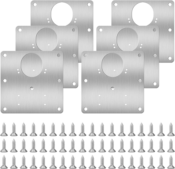 Grsta 6 Pcs Stainless Steel Hinge Repair Kit, Hinges Plate with 54