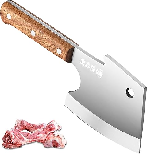 Kitory Cuchillo de carnicero de alta resistencia con forma de hachas súper pesado y grueso, cuchillo de carnicero profesional, cuchillo de cocina